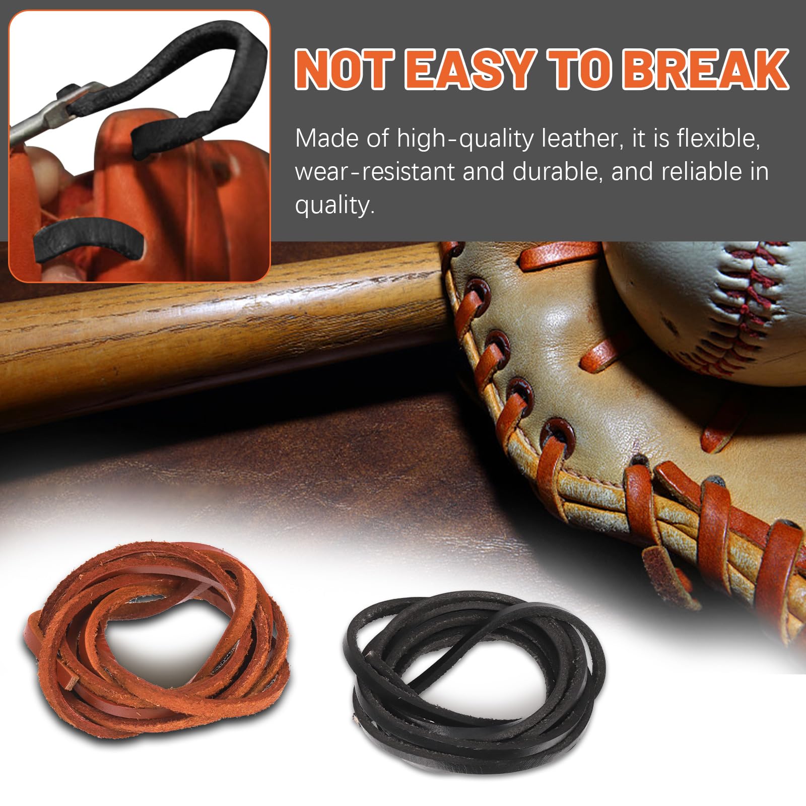 Tanstic Kit d'entretien de gants de baseball, gants de baseball, gants de baseball, 13 pièces, comprend des bandes en cuir, un enfile-cordon de serrage en dentelle pour gants de baseball, des serrures