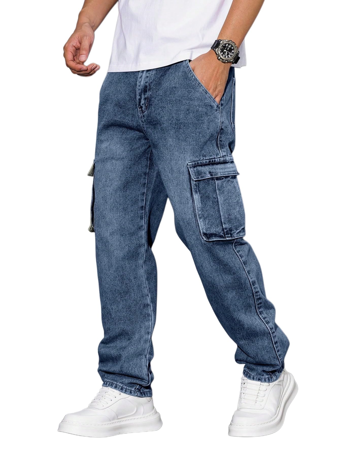 Jeans for Men || Men's Jeans Denim (Blue-Cargo-Jeans-U23-24)