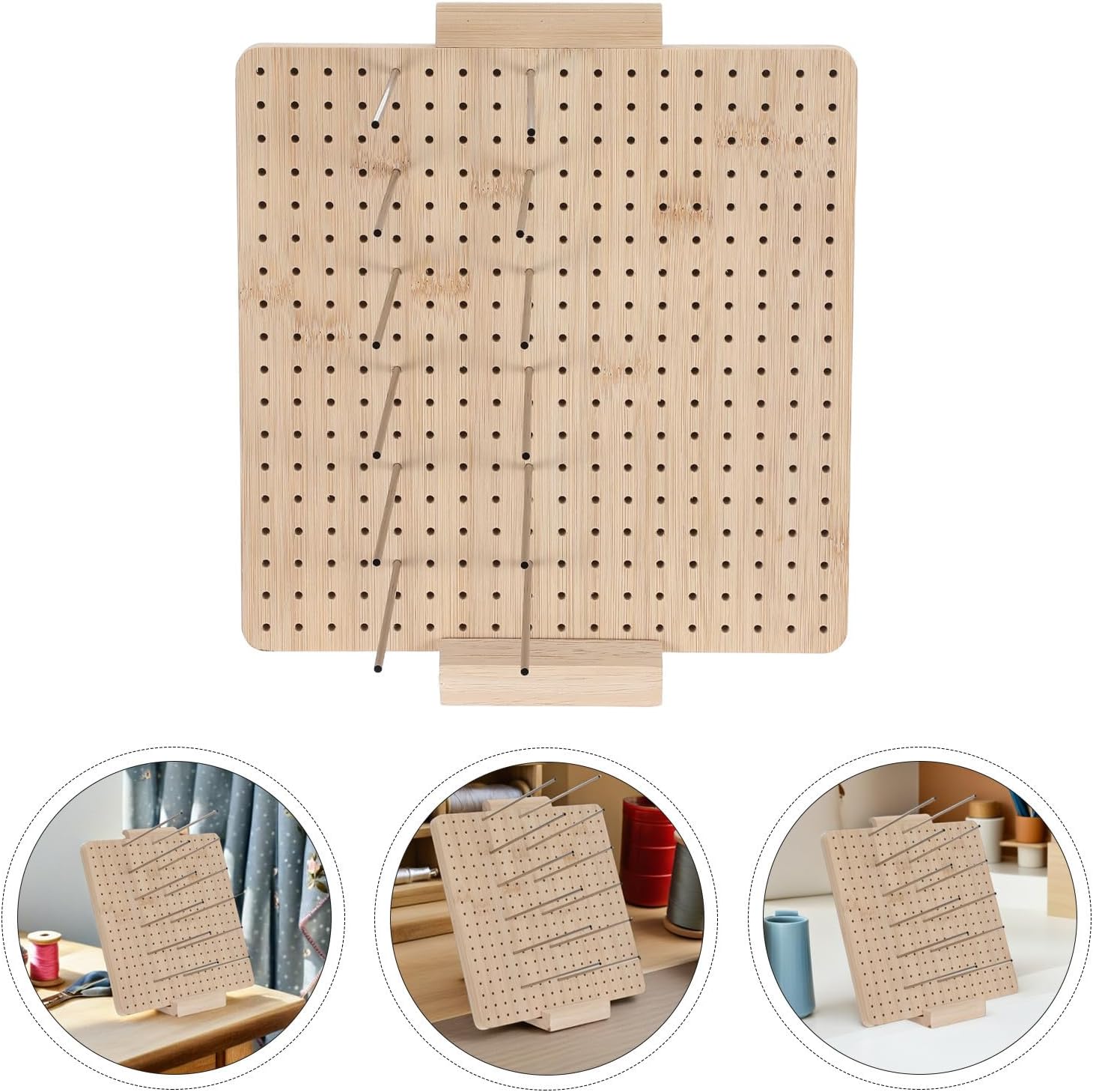 Crochet Blocking Board with 15 Pins for Yarn Crafts, Wooden