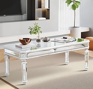 12 Grey Sofa Living Room Ideas for Easy Styling 43 SSLine Rectangle Mirrored Coffee Table 48 inches Luxury Center Table wit...