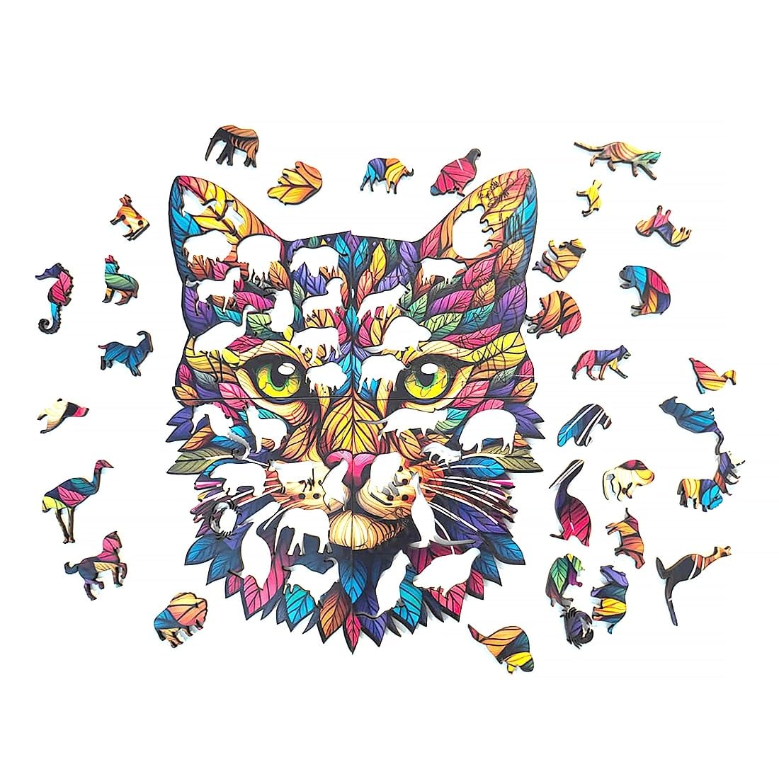 Metclap Wooden cat Puzzle - Educational Toy for Kids | 50 Piece Jigsaw Puzzles | Brain Teaser for Adults | Travel & | Fun & Engaging Game for All Ages | Ideal Gift for Toddlers