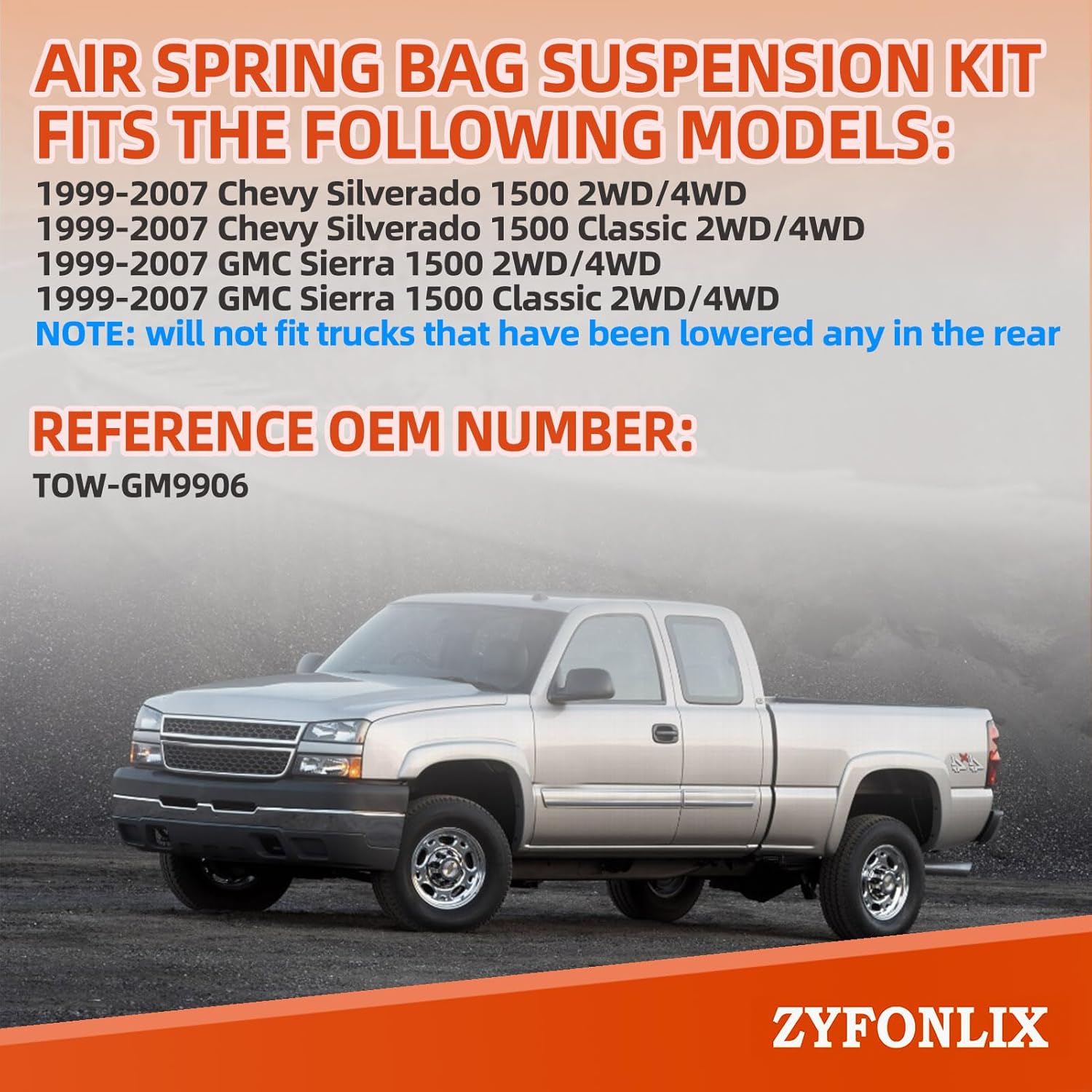 Air Spring Bag Suspension Kit Compatible with 1999-2007 Chevy Silverado/GMC Sierra 1500 2WD/4WD Silverado/Sierra 1500 Classic 2WD/4WD OEM Number Replace TOW-GM9906 Up to 5000 Lbs