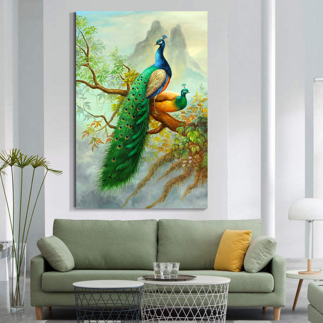 ★Original ART  ‘Peacock’ Peacock in Red Spike Flowers Original Painting - Etsy