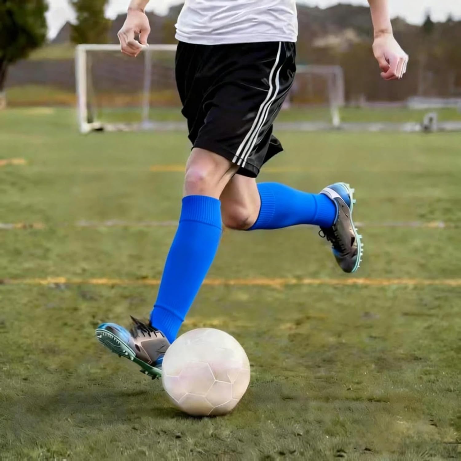 3 Pairs Pre Cut Soccer Sleeve Socks Kids Soccer Socks Kids Boys Leg Sleeves Suitable for Football Basketball Running