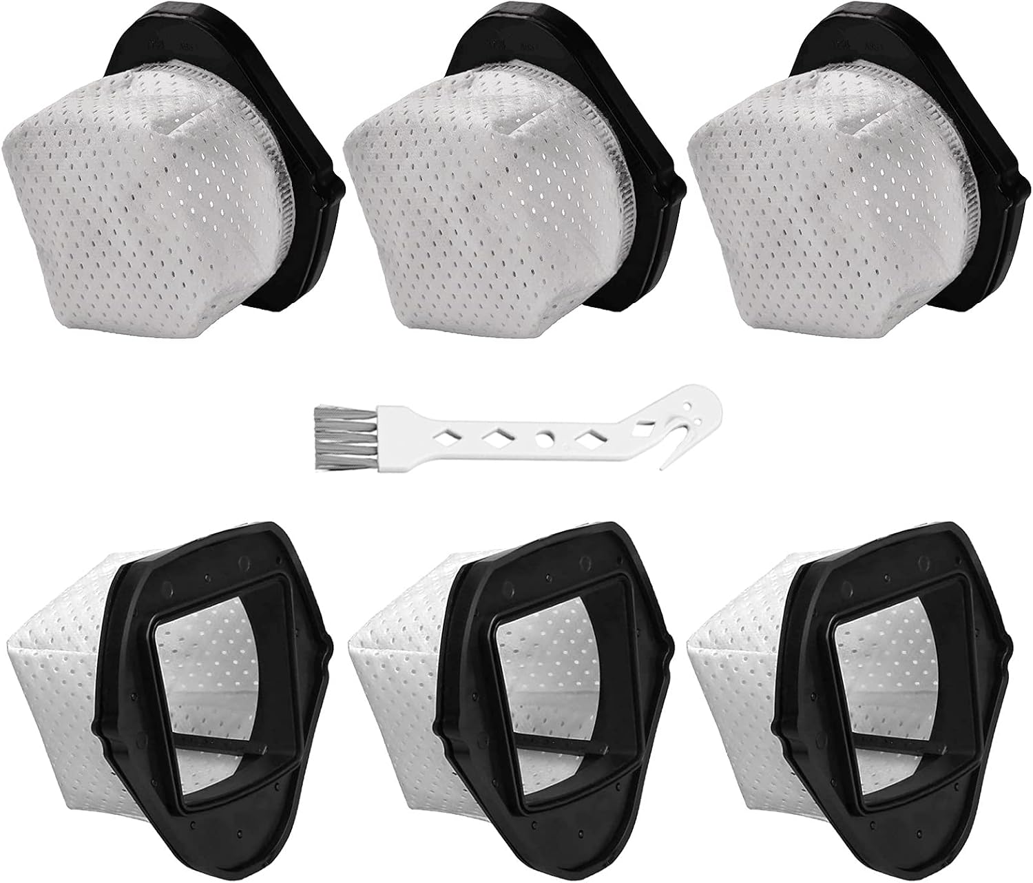 Dust Cup Filter Replacement Fit for Shark Cordless Hand Vacuum SV780 SV75Z SV728N SV726N Directly Replaces Part # XF769, XSB726N Pack of 6 with 1 PC Cleaning Brush