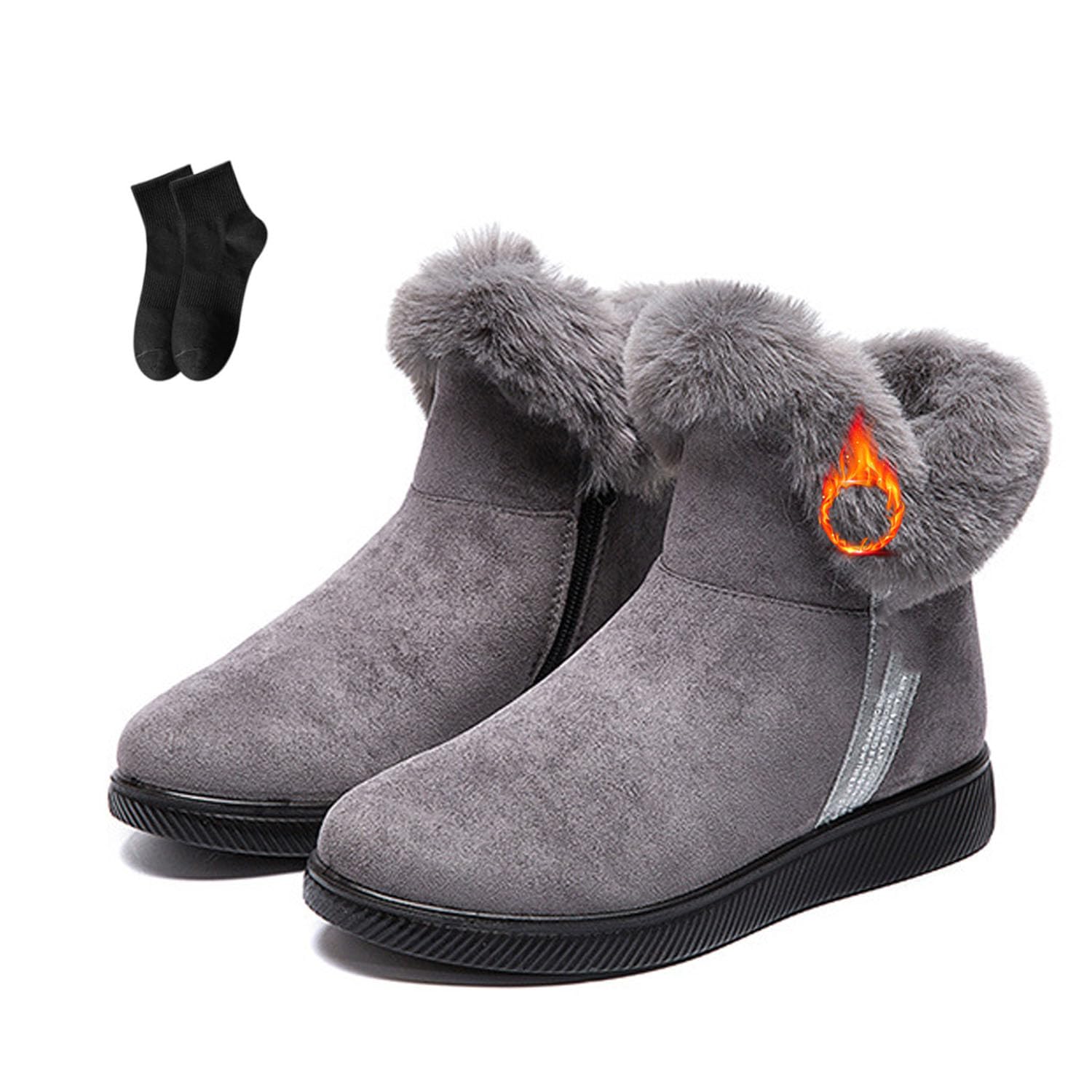 Winter Snow Ankle Boots for Women Women Winter Snow Boots Zip Up Fur Lined Warm Ankle Boot Outdoor