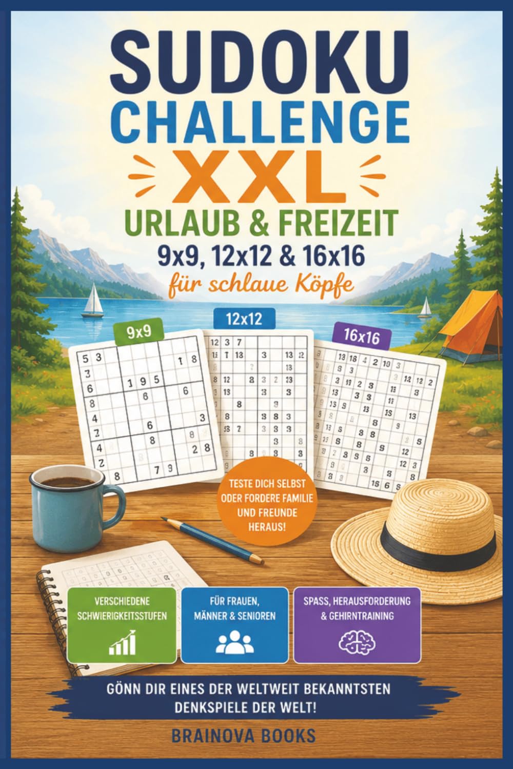 Sudoku Challenge XXL – 9x9, 12x12 & 16x16 für schlaue Köpfe: Verschiedene Schwierigkeitsstufen für Kinder, Erwachsene und Senioren • Ideal für Urlaub, ... Stunden zu Hause • Inklusive Lösungen