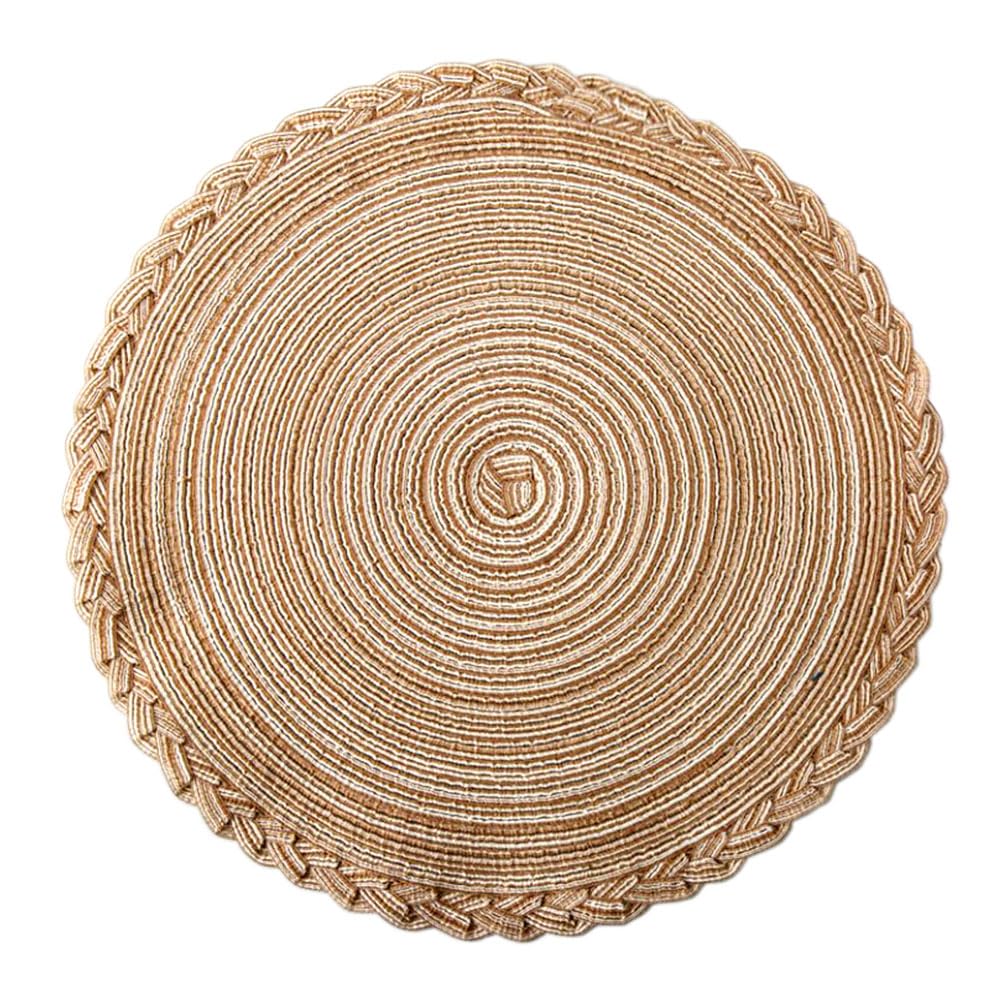 Decorazioni per la tavola, tovagliette, tovagliette da Cucina Rotonde con Bordo Intrecciato in Filato di Cotone 38 cm, Set da 6 Pezzi.