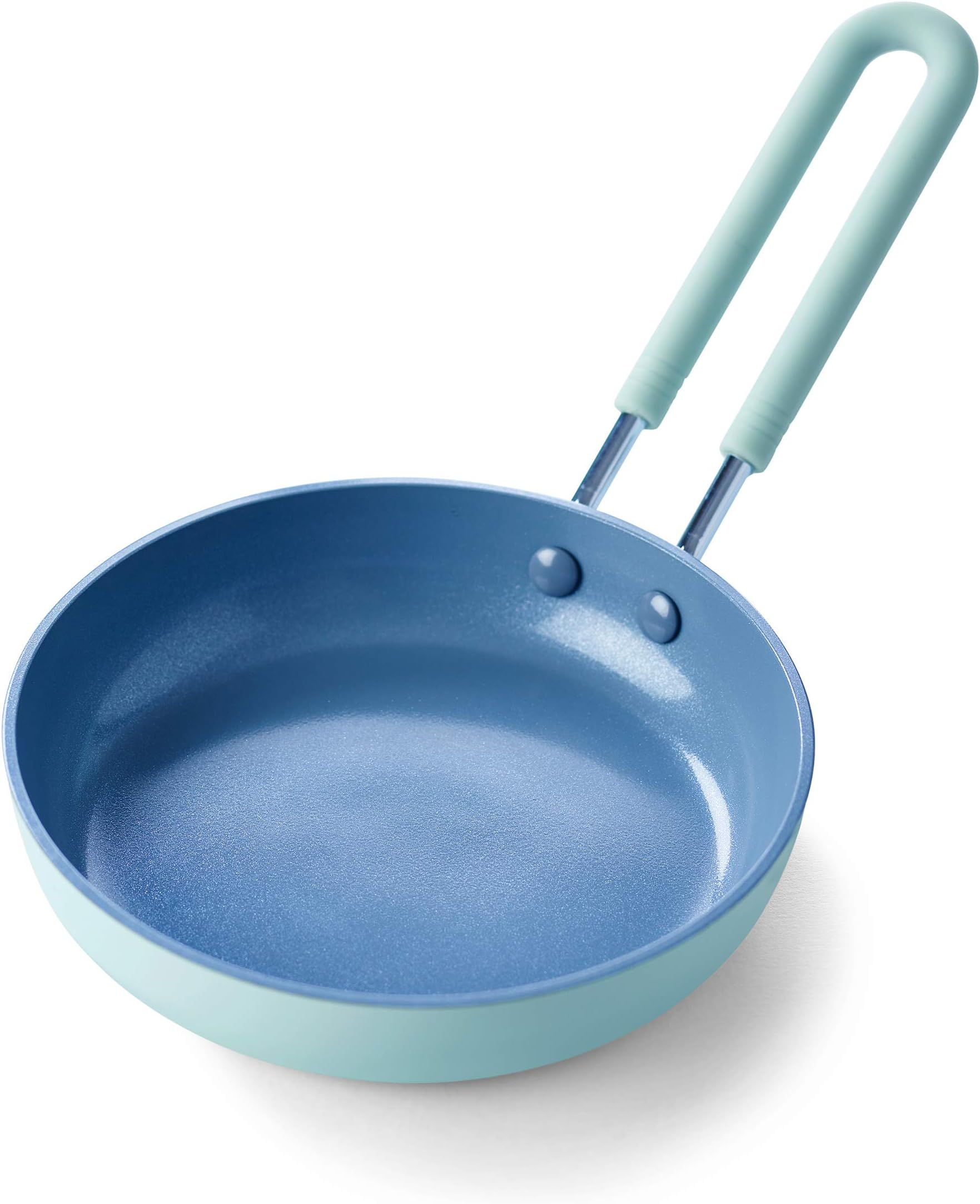 Mini Healthy Ceramic Nonstick, 5" Round Egg Pan, PFAS-Free, Dishwasher Safe, Stay Cool Handle, Mint Green