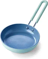 GreenPan Mini frigideira de cerâmica saudável antiaderente, 12,7 cm redonda para ovos, livre de PFAS, lavável na lava-louças, manípulo refrescante, verde menta