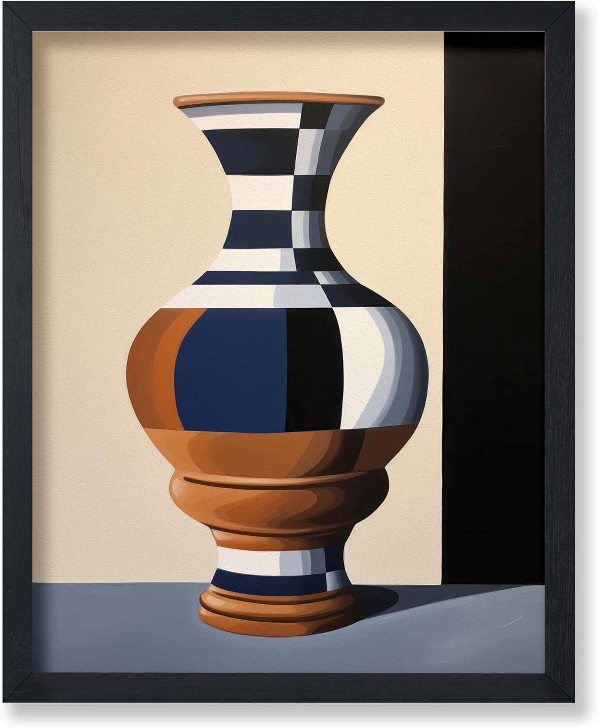 Poster Master Porcelain Vase Print - Still Life Vase Poster - Minimal Art - Trendy Housewarming Gift for Men & Women - Wall Decor for Living Room, Bedroom, Dorm or Office - 8x10 Brown Framed