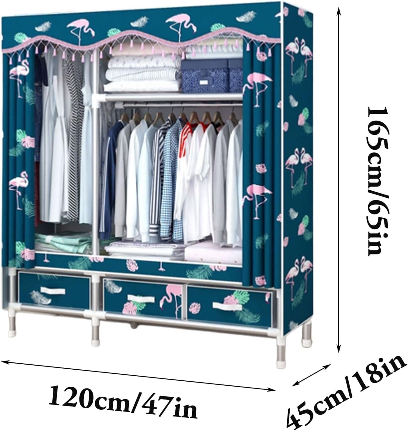 Wardrobe Portable Wardrobe with Drawer Spacious Wardrobe Closet for Bedroom Easy to Assemble Fabric Wardrobe Clothing Organizer Cabinet Closet