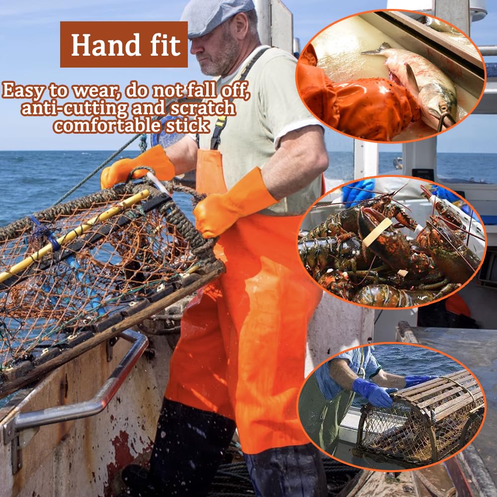 3 pares de guantes de alcantarillado resistentes | Guantes de trabajo con revestimiento de PVC resistentes a la abrasión para limpieza de desagües y fontanería, aceite y resistentes