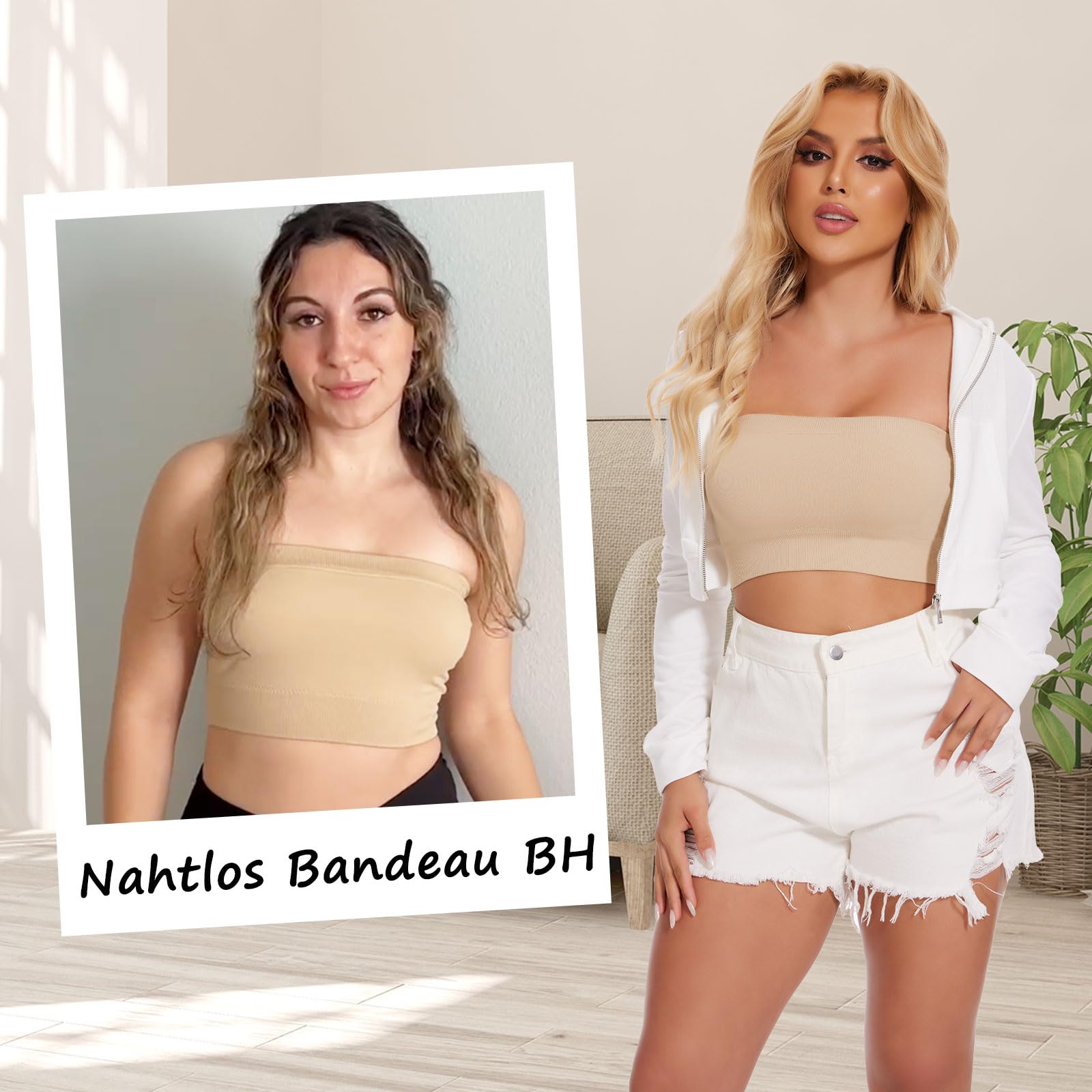 Joyshaper Damski biustonosz bez fiszbin bez fiszbin, biustonosz typu bandeau, biustonosz typu push-up, bez ramiączek, górna część
