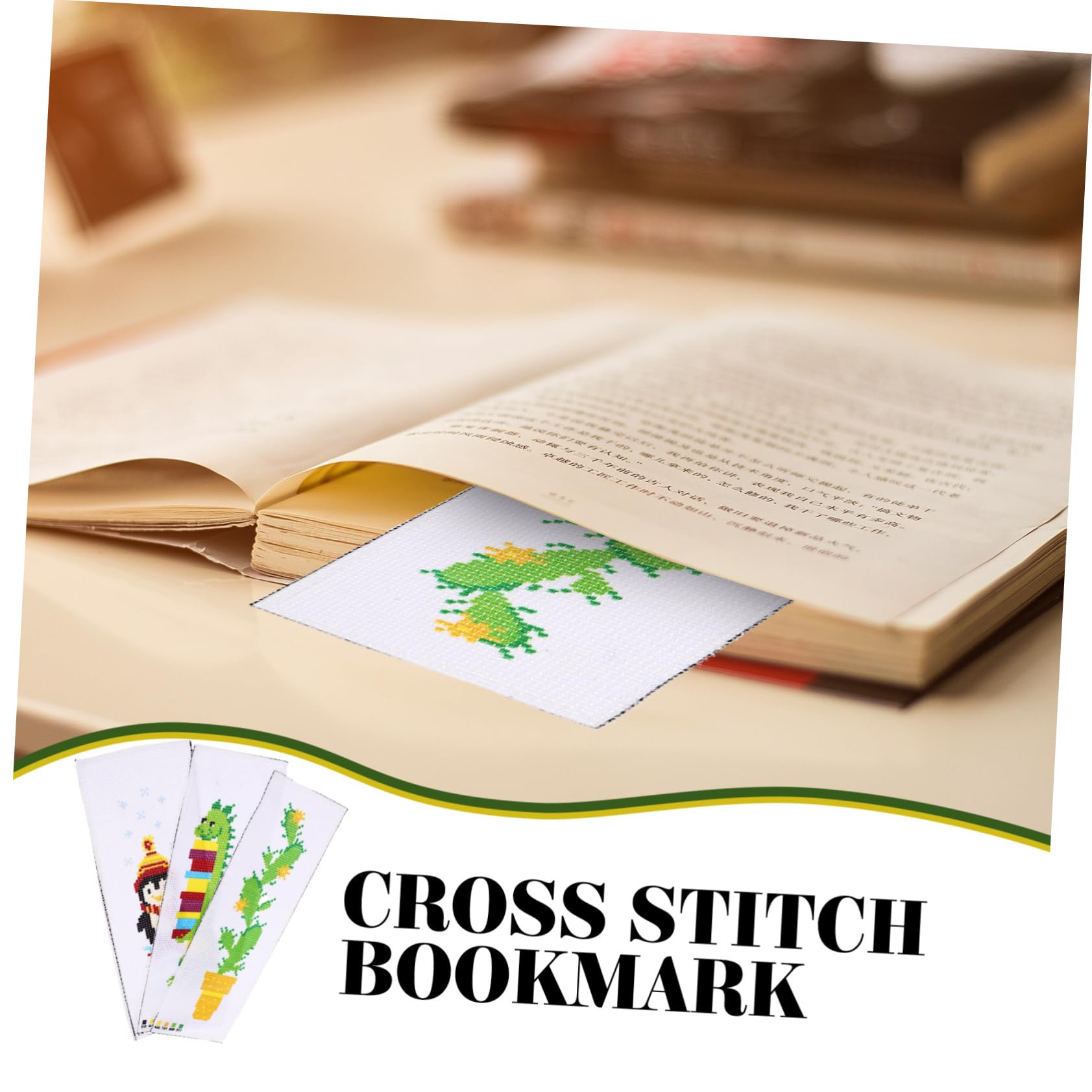 TEHAUX 9juegos Materiales Para Marcadores De Libro De Bordado Kits De Bordado De Punto De Cruz Diseños De Pingüino y Cactus