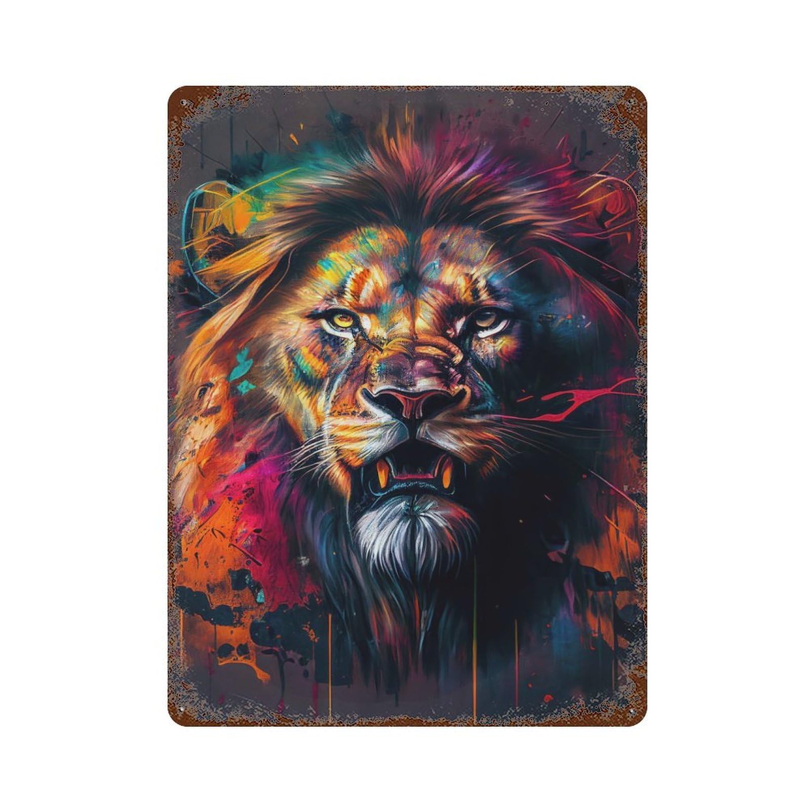The Pride Lion II Distressed Metal Wall Sign 15.7"x11.8", Rustic Home Decor for Farmhouse, Kitchen And Entryway Decor