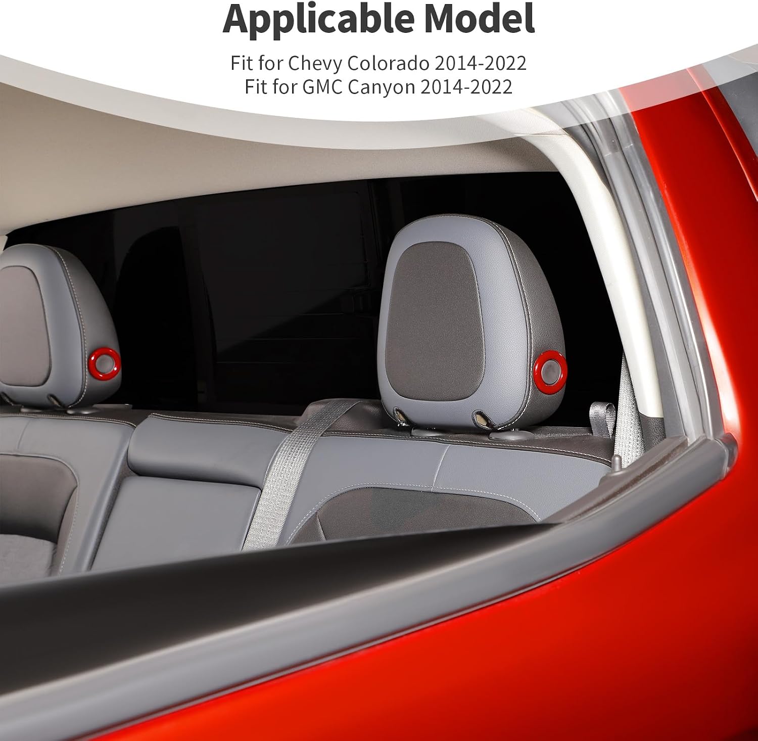 for Colorado Rear Seat Headrest Button Trim Ring Fit for Chevy Colorado/GMC Canyon 2014-2022 Red Interior Accessories 2pcs