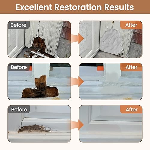 Miniatura 6 de Masilla epoxi para madera, masilla de alta resistencia, masilla epoxi teñible de 2 partes, kit de reparación estructural de madera de 21.16 oz, kit