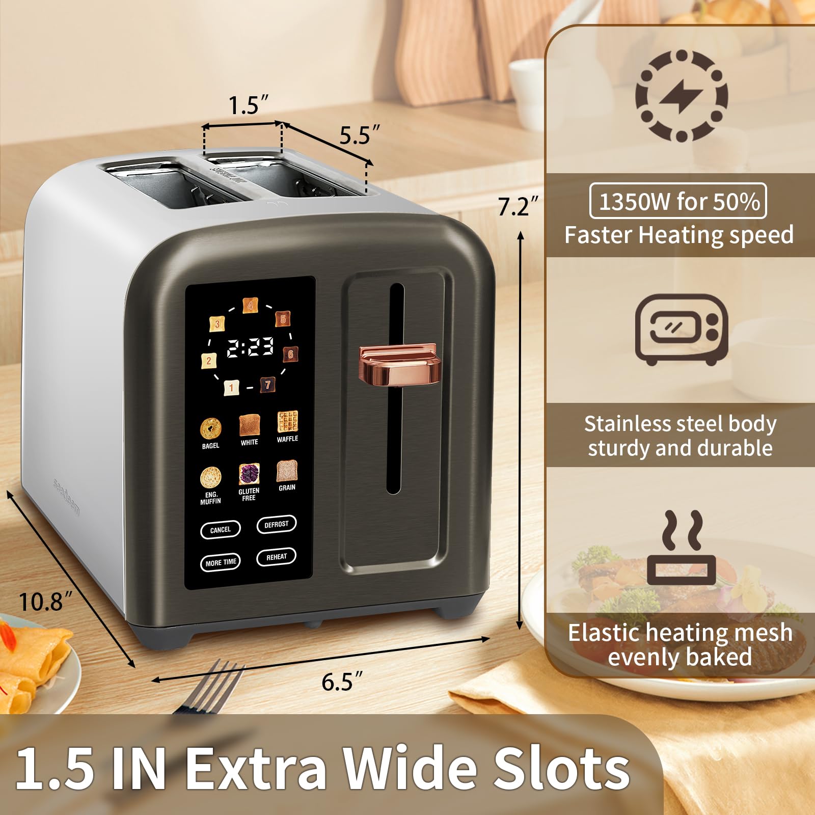 Amazon.com: SEEDEEM Toaster 2 Slice, Full Touch Control