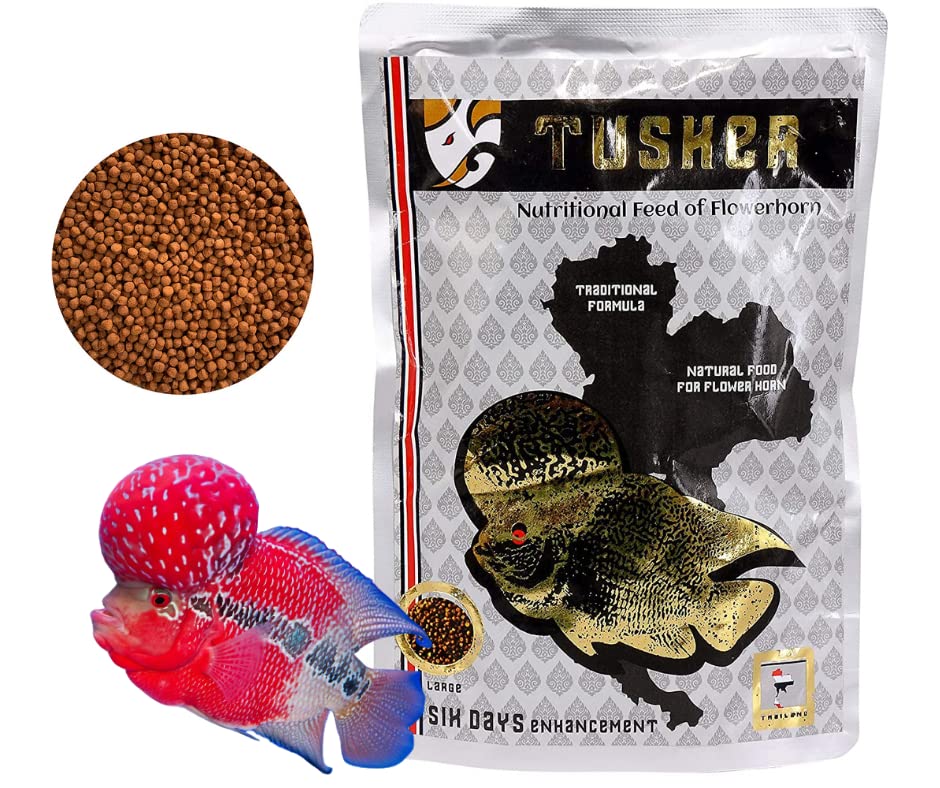 VAYINATO Tusker Nutritional Feed Of Flowerhorn Fish Food(Original)Pouch,100G|Traditional Formula,Natural Food For Flowerhorn With 55% Protein