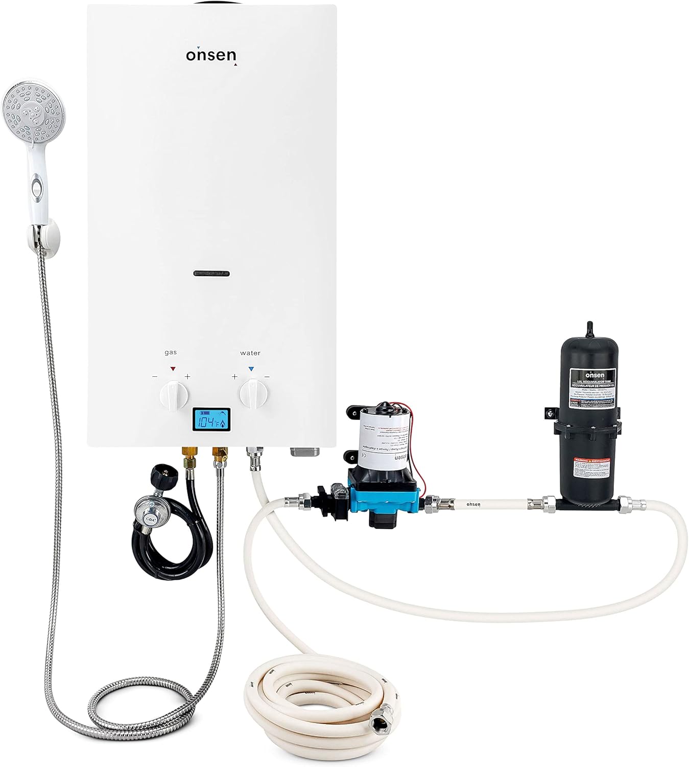 Onsen 10L Portable Tankless Propane Water Heater with Water Pump