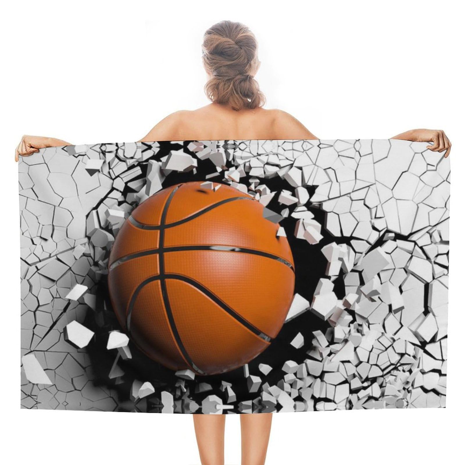 LEDFCVSU Beach Towel, Basketball Bath Towel, Absorbent Towel for Swimming, Sports, Travel
