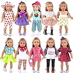 ebuddy 10 Sets 18 Inch Doll Clothes and Accessories - Fashion Outfits Fit For 18 inch Dolls 18 Inch Doll