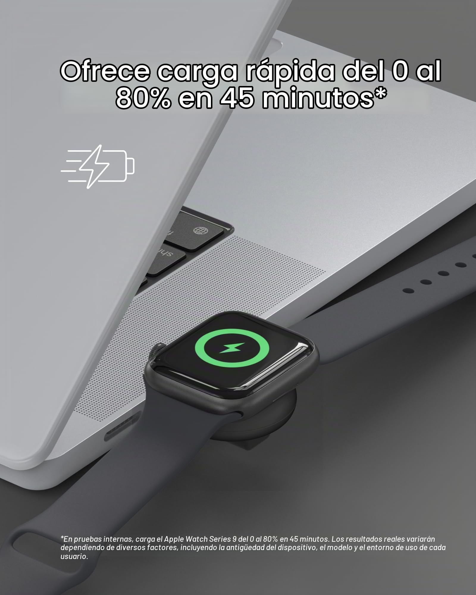 Belkin BoostCharge Pro Cargador USB-C Portátil para Apple Watch, Carga Rápida USB-C con certificación MFi para Apple Watch Series 11, 10, 9, Ultra, MacBook, iPhone 17 y Otros - Negro | Apple Watch Series 9/8/7, Ultra compatible, compatible con MacBook y i
