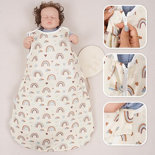 Miniatura 2 de Saco de dormir de algodón para bebé recién nacido de 6 a 12 meses, 2.5 tog, saco de dormir grueso y cálido de algodón para bebés de 0 a 3 años (M)