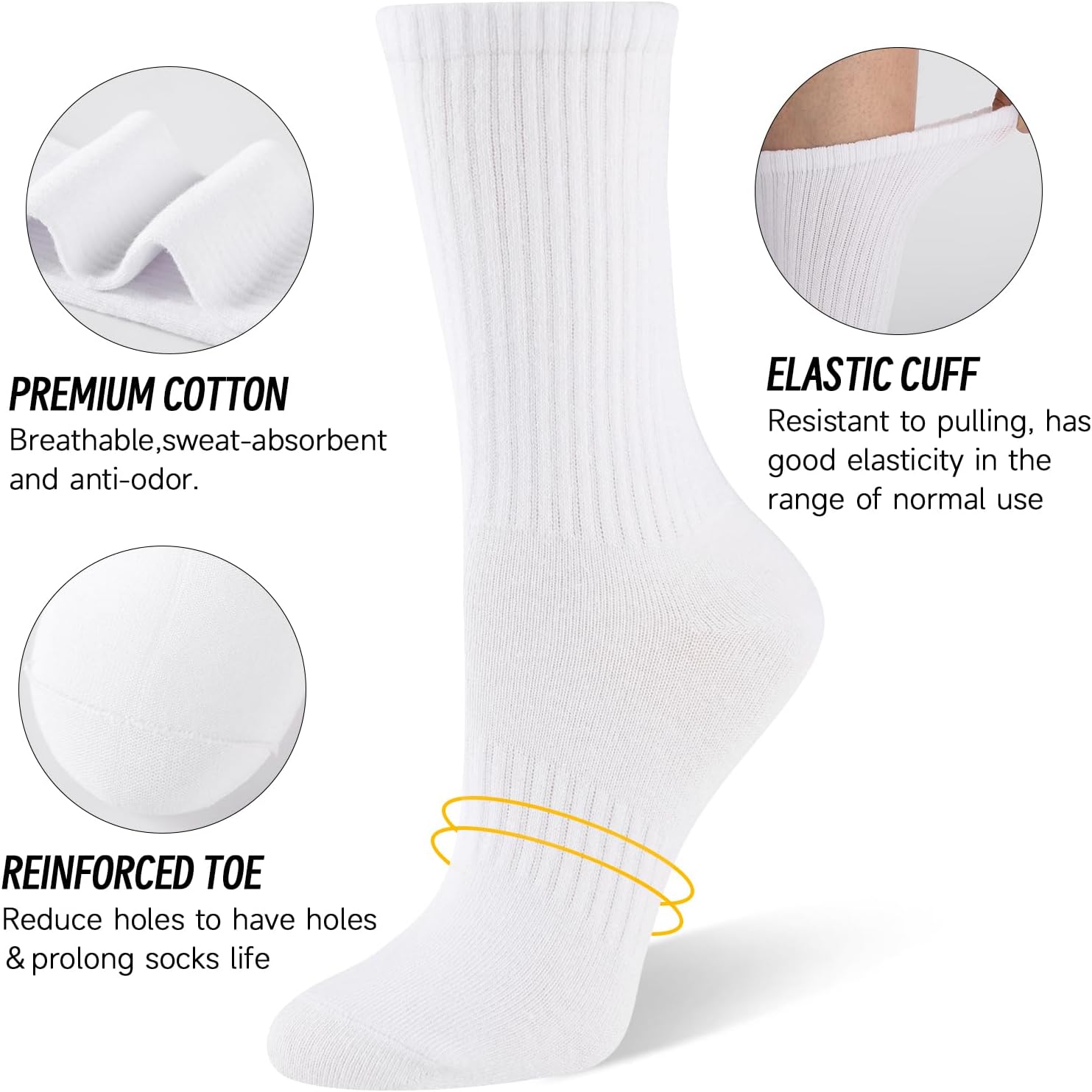 COOVAN Womens Crew Socks Casual Athletic Gym LightWeight Thin Cotton Socks 6 Pairs - Image 4