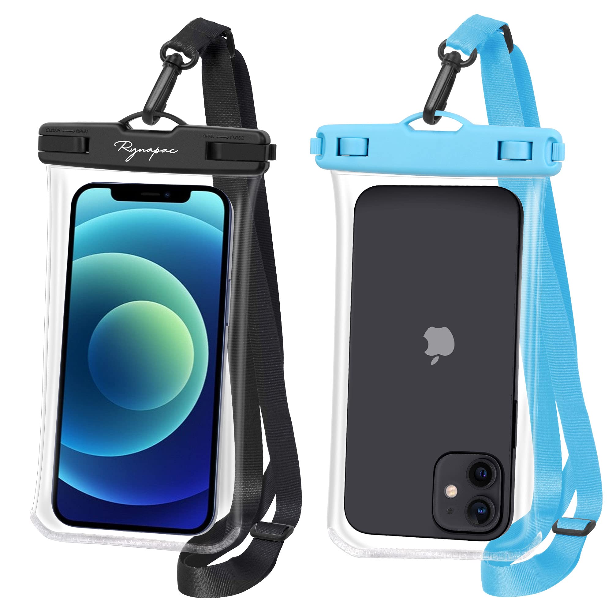 Floating Waterproof Phone Pouch with Lanyard - 2Pack, Waterproof Case Compatible with iPhone 14 Pro Max/13/12/11/XR/X/SE/8/7, Galaxy S22/S21 Google Up to 7’’, Phone Dry Bag Vacation Essentials BL/Blue