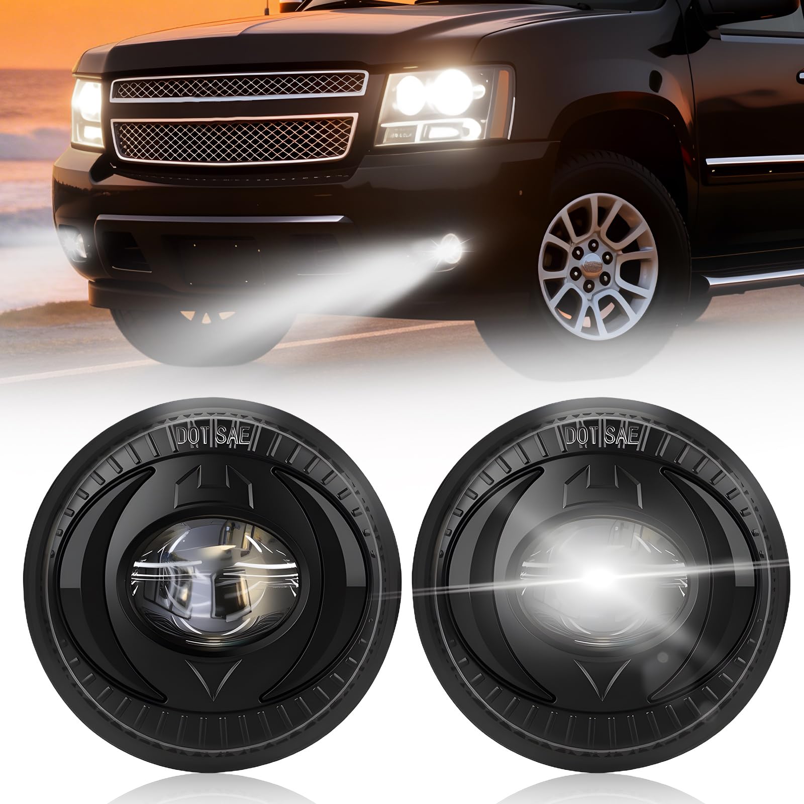 Fog Lights Compatible with 1999-2002 Chevy Silverado 1500 2500/2001 2002 Silverado 1500HD 2500HD 3500/2000-2006 Tahoe Suburban 1500 2500(Clear Lens) — view 22