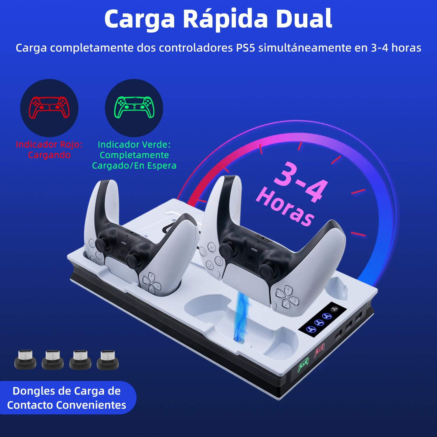 Wigearss PS5/PS5 Slim/PS5 Pro Soporte Vertical Ventiladores de Refrigeración y Estación de Carga de Dual Dontrolador, Soporte Multifuncional con Iluminación LED para Consola PS5/PS5 Slim/PS5 Pro