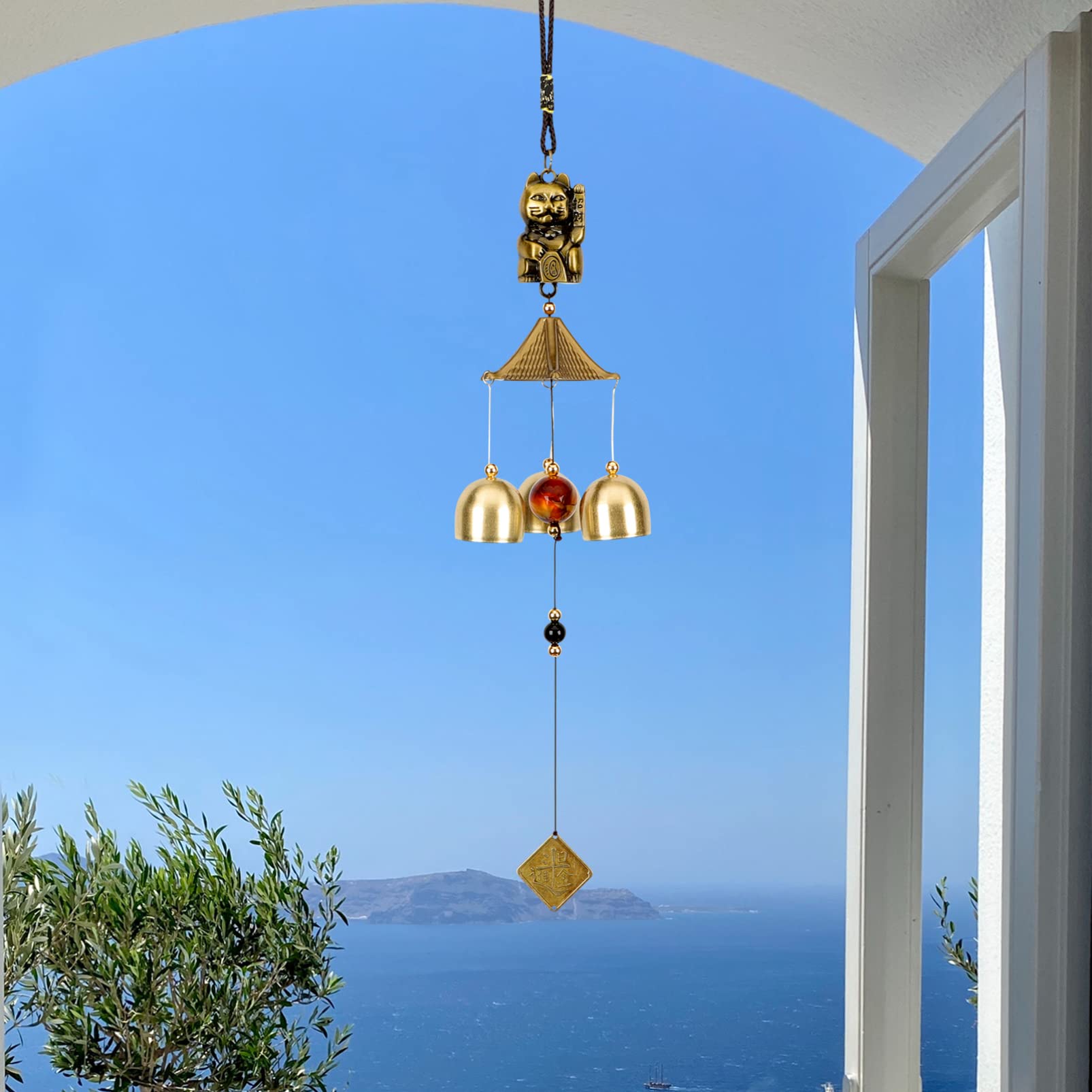 Amazon.co.jp: DECHOUS 属製 猫型 風鈴 屋外用 吊り下げ式 ガーデン