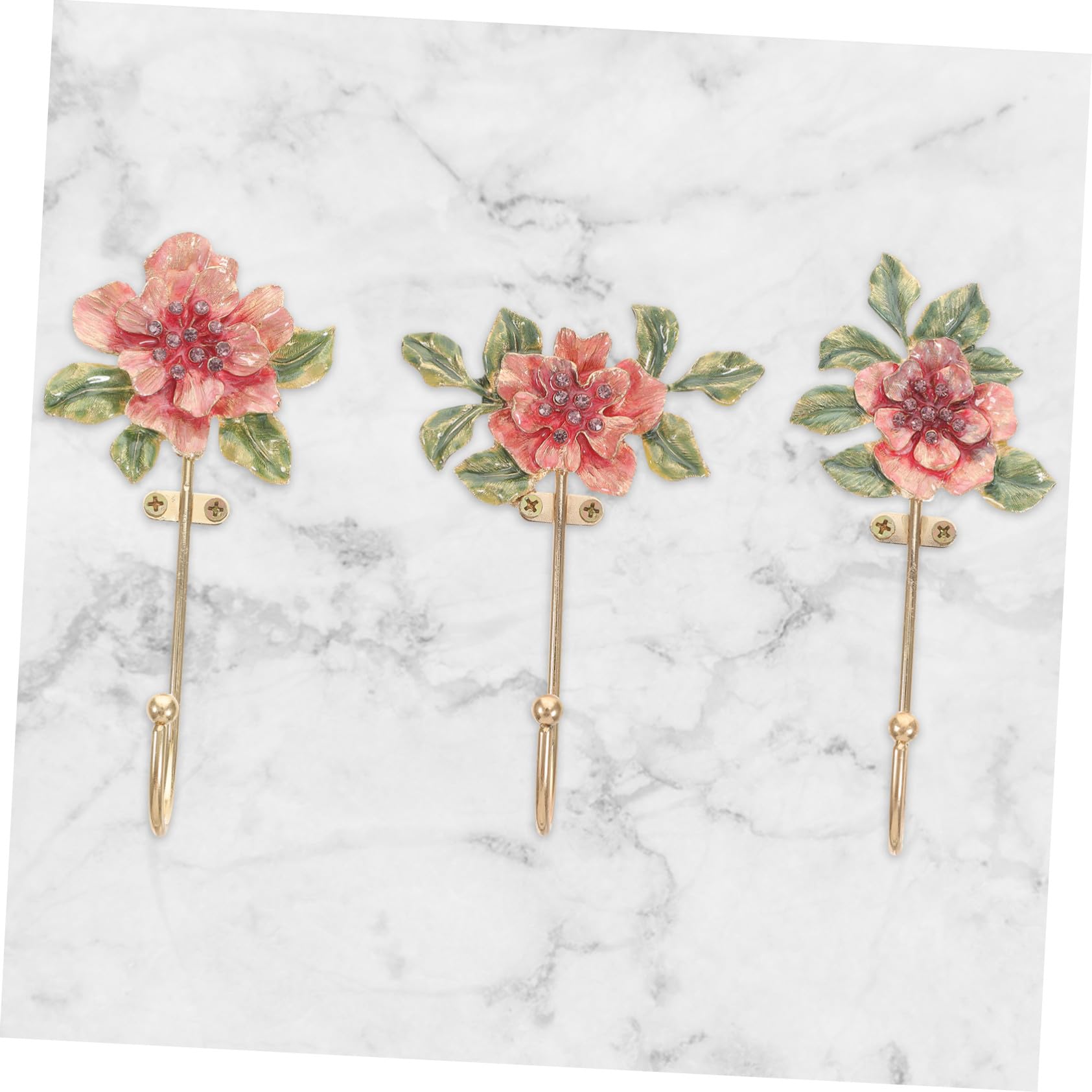 3 piezas Gancho de Pared Decorativo de Metal con Diseño Floral Europeo de Resistente y Seguro para Colgar Ropa Toallas y Bolsos Hogar Oficina y Hotel