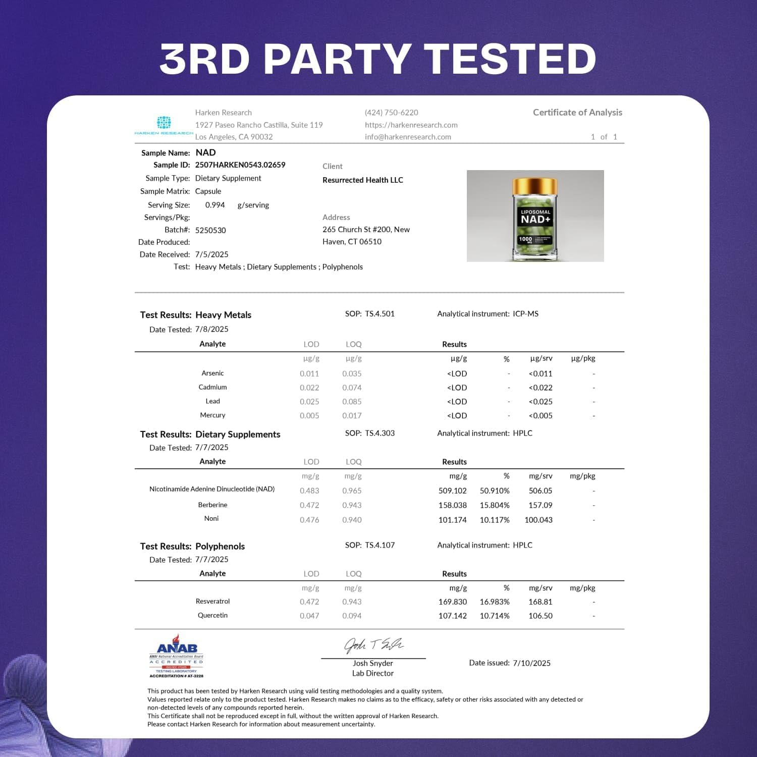 Liposomal NAD Supplement for Women w/Noni | 5-in-1 NAD Resveratrol Supplement w/Berberine & Quercetin | Pure NMN Powder Alternative | Supports Anti Aging & NAD+ Levels | 60 caps - 1 Pack - Image 8