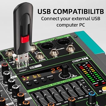 Depusheng PA16 Professional 16 channel mixer DJ controller with 256 DSP effects Bluetooth input USB player 48V phantom power