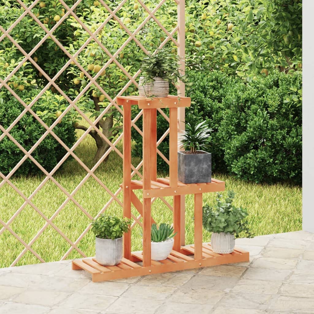 Stojak na kwiaty z litego drewna jodłowego, 81 x 25 x 75,5 cm, regał na rośliny z 3 półkami, stojak na kwiaty do salonu, na balkon, taras, uniwersalny uchwyt na doniczki i stojak dekoracyjny