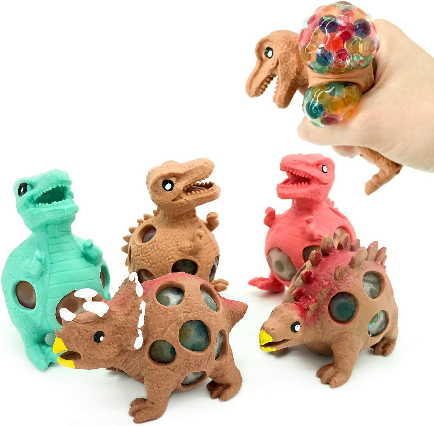 EUYZOU Anti Stress Squishy Multicolored Hand Exercise Ball, Slime Prime Toys for Kids, Animal Stress Ball, ADHD Fidget Toys, The Shape of Dinosaur Set of 6