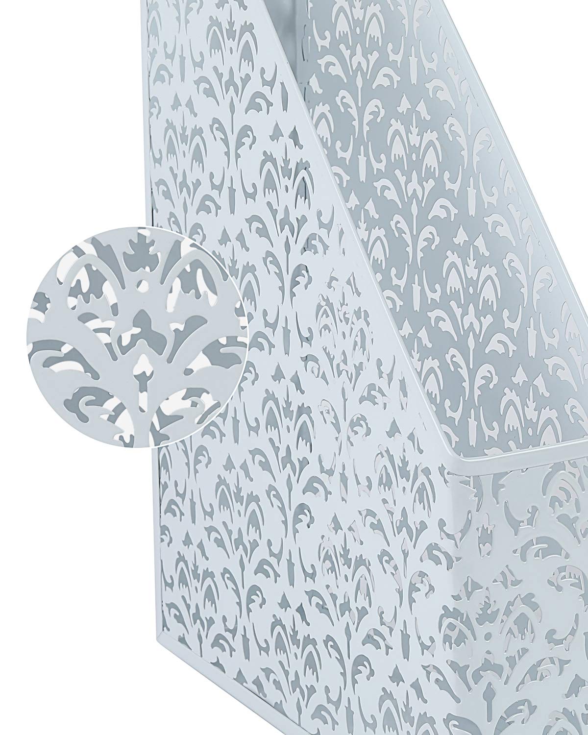 EasyPAG Métal Porte Revue Vertical Corbeilles à Courrier A4 Banette de Rangement Bureau Organisateur de Magazine Range Document Bannette Papier,Blanc