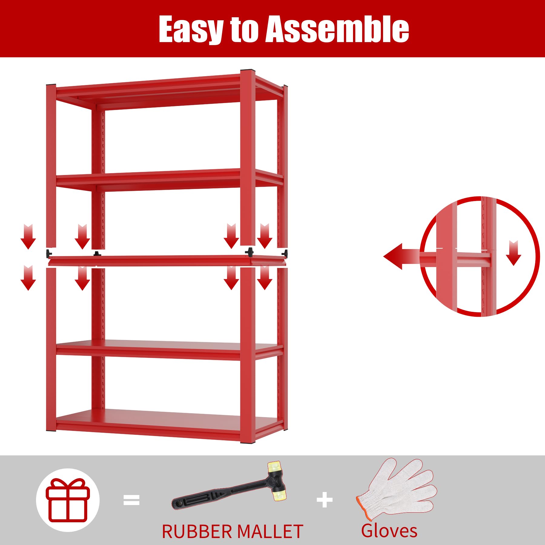Scaffalatura Regolabile Nera Himimi Scaffalatura Garage 5 Ripiani - Metallica, Regolabile, 90x40x180 Cm, Capacità 175 Kg/Ripiano Scaffalatura Industriale 180cm - Foto 8
