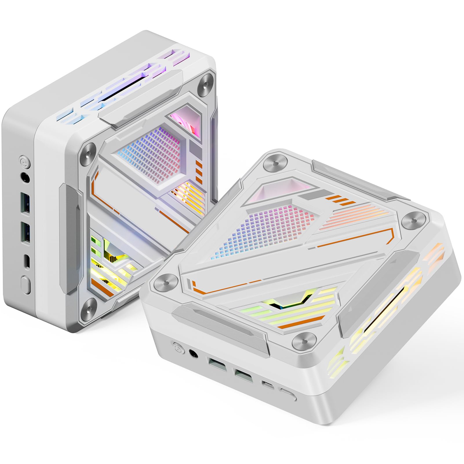 Domary Ryzen 7 5700U Mini PC 8 Core 16 Thread Mini Computer da Gioco con Illuminazione RGB WIFI6 BT5.2 4K Triplo Display per Conferenze in Ufficio a Casa (Spina UE da 16 GB e 512 GB)