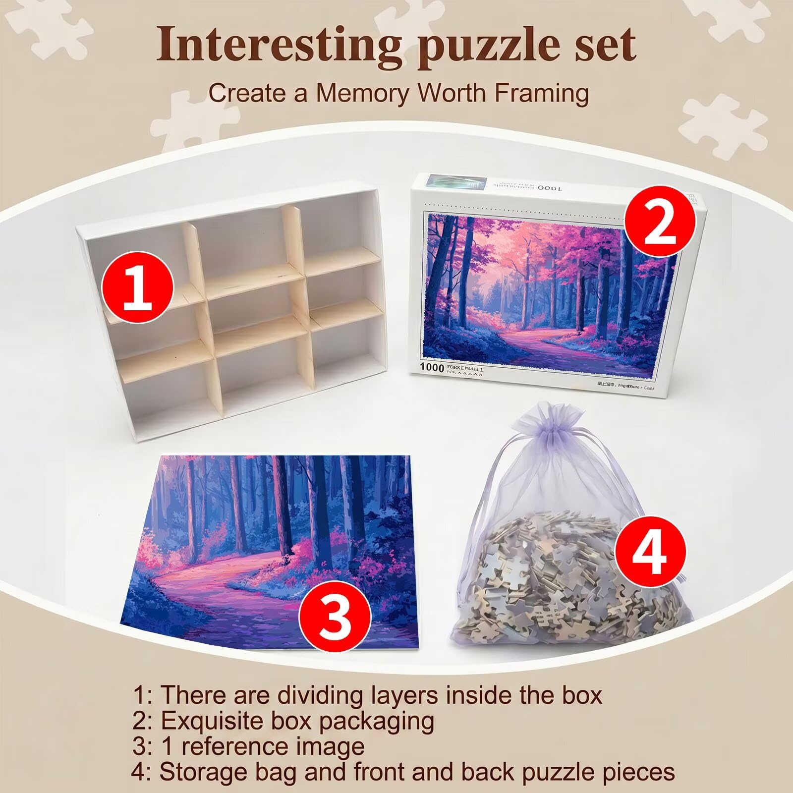 Cartone animato foresta Puzzle 1500 Pezzi per Adulti, Puzzle in Legno - Collezione Classica con Poster Incluso - Sfida di Concentrazione e Passatempo Antistress, Gioco per Famiglia, 87 x 57 cm f0-550