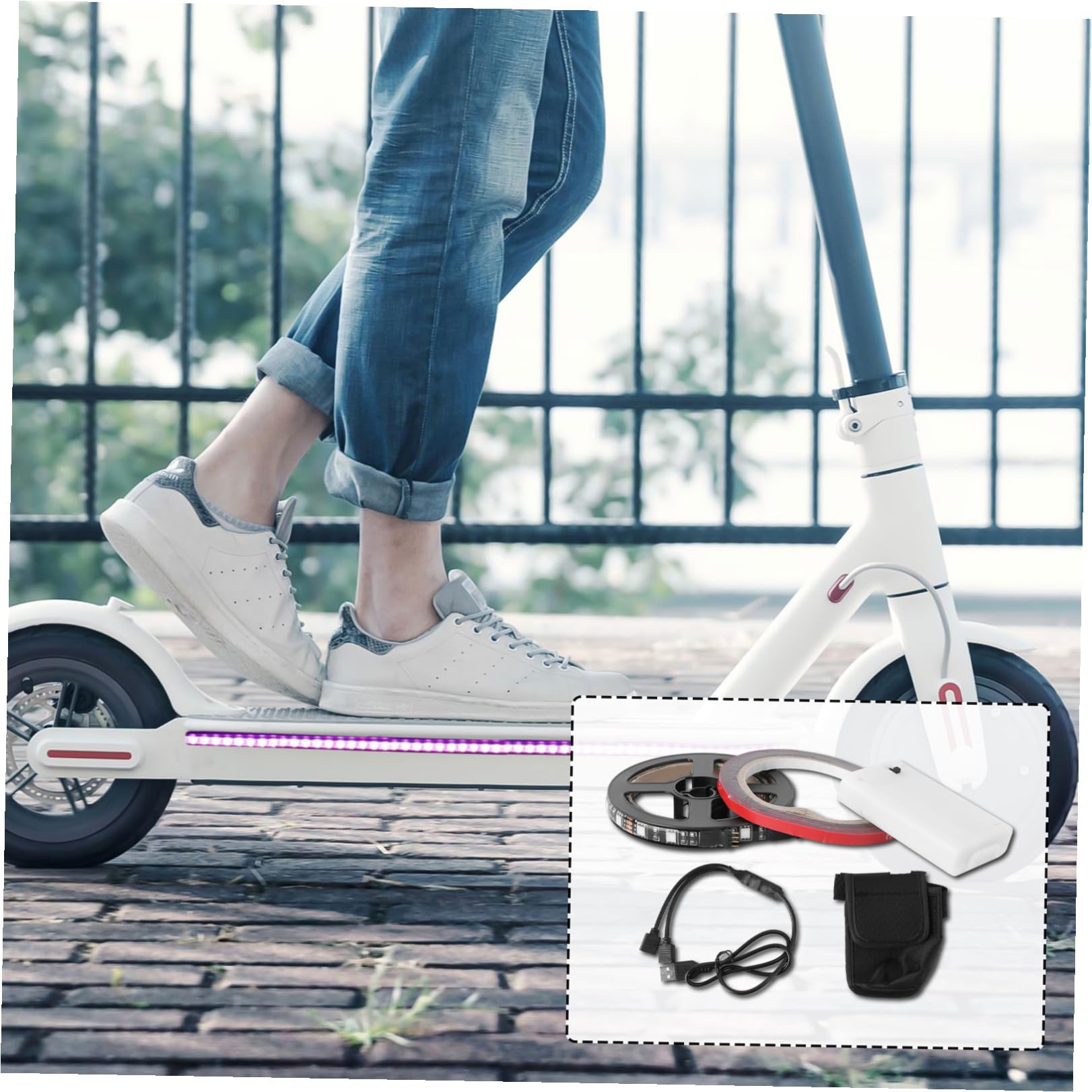 Abaodam Striscia Luminosa per Monopattino Elettrico e Isolata Accessorio di Ricambio per Decorazione e Sicurezza Notturna Adatta Modelli e Compatibili