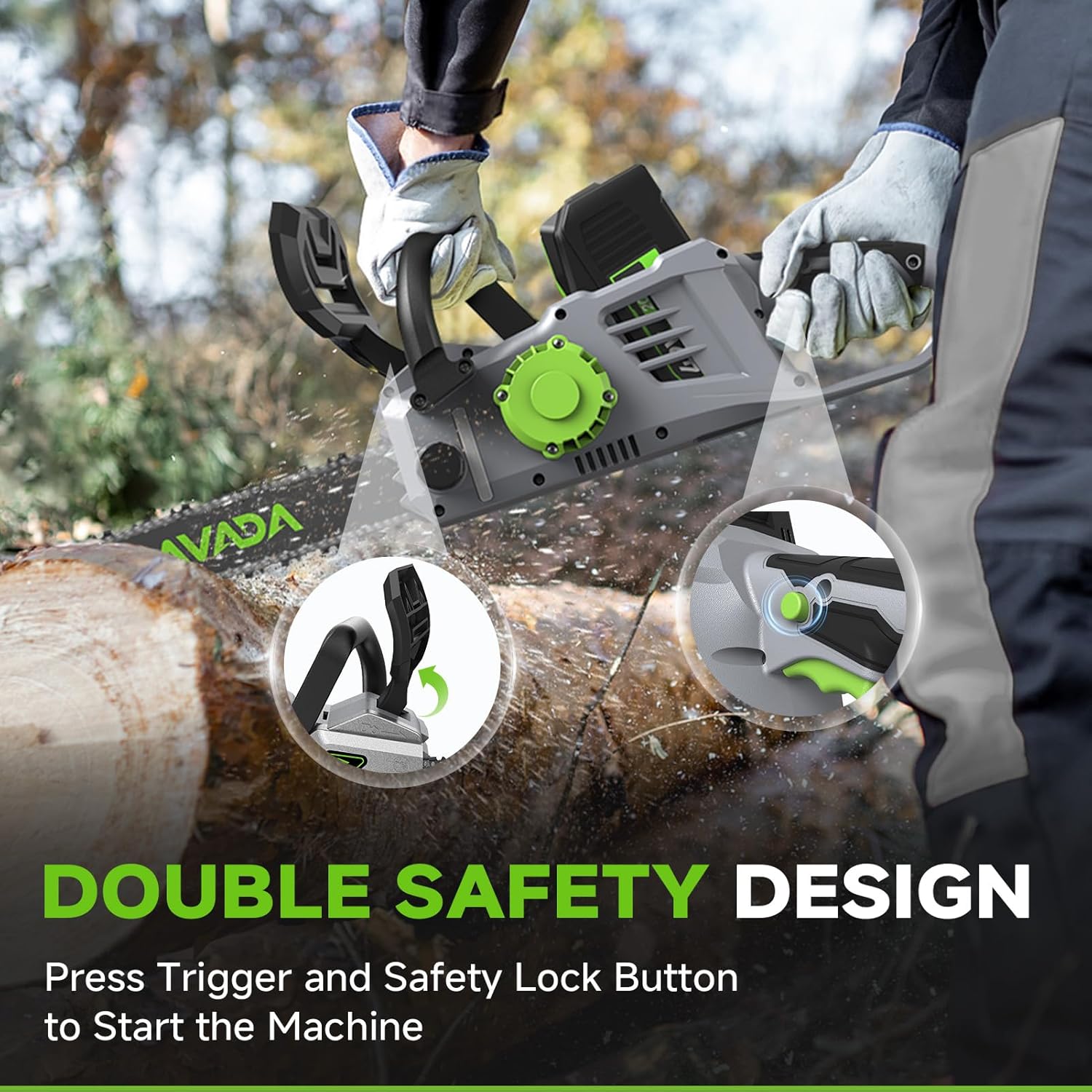 Electric Chainsaw Cordless, 42V 16 Inch Battery Chainsaw with Brushless Motor and Quiet Superior Cutting Power, Hand Battery Powered chainsaw for Tree Trimming Wood Cutting, 2 Battery and Charger - Image 6