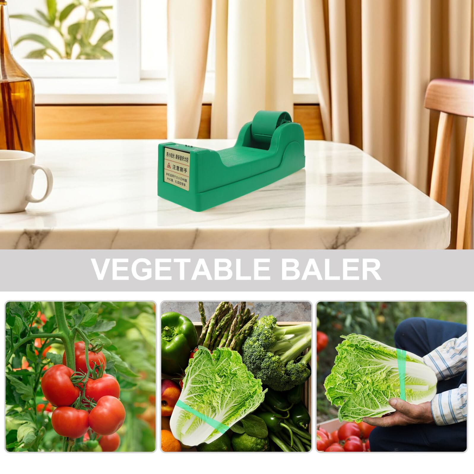 Macchina Legatrice Portatile per Verdure Fresche da Supermercato, Strumento Manuale di Imballaggio Distributore Nastro Adesivo, Compatta e Igienica per Confezionamento Rapido