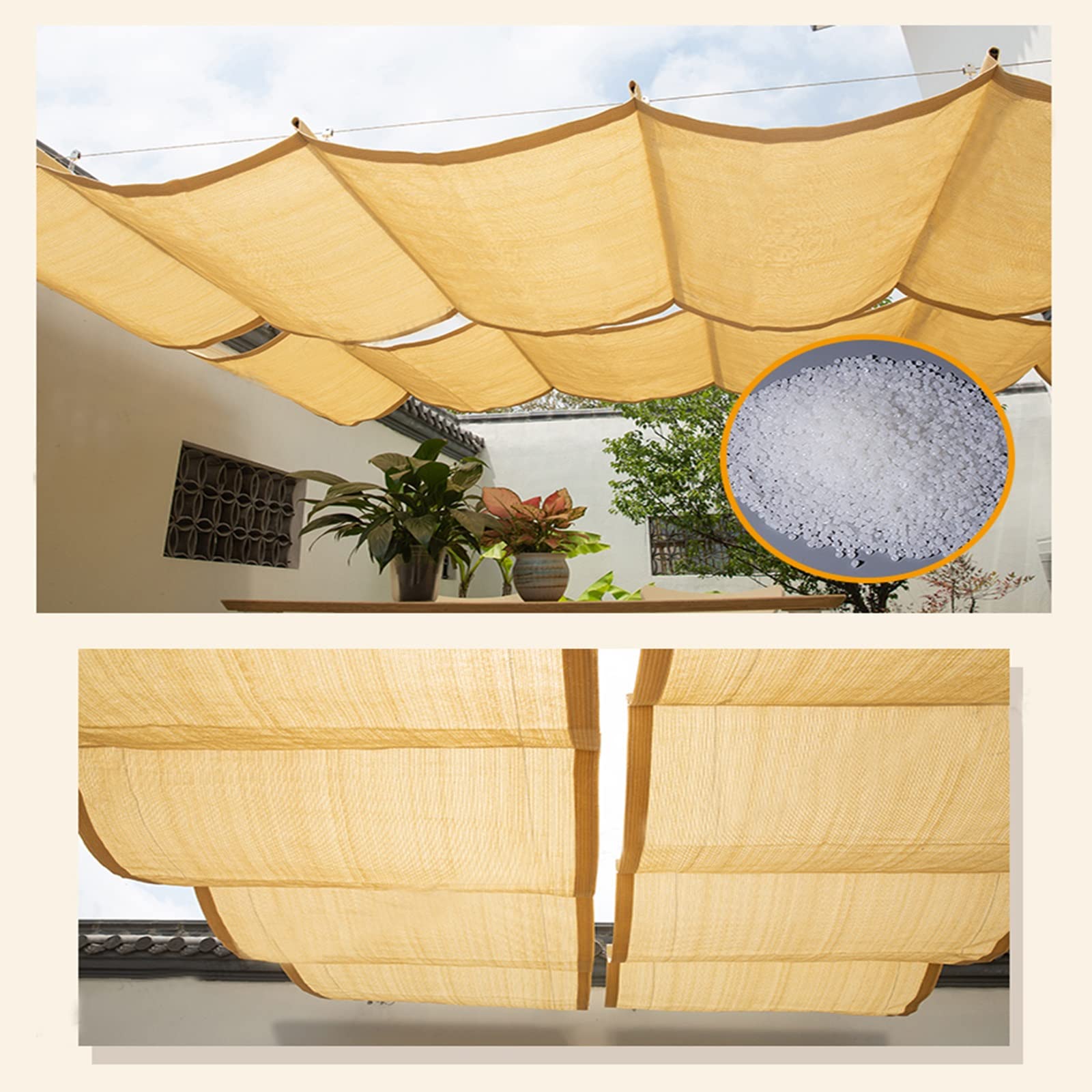 Voile D'ombrage À Vagues Coulissantes, Couverture D'auvent Rétractable Store Enrouleur Coulissant En Forme De U Avec Kit De Montage Auvent Pare-soleil Réglable Et Amovible.(1.1mx5m