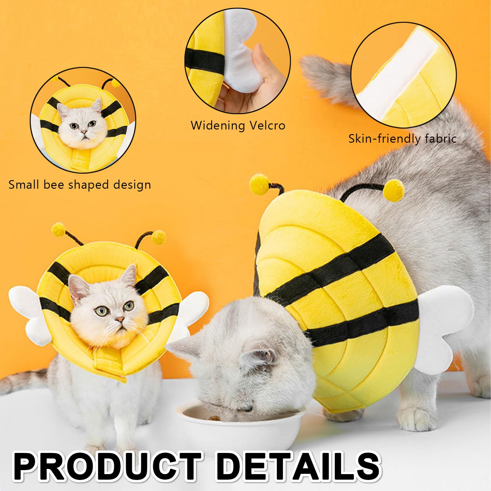 Collier médical Souple pour Chat et Petit Chien – 1 collerette Abeille S (20–23 cm) – Protection Post-opératoire, Ajustable, Confortable, Lavable, prévention des léchages et morsures