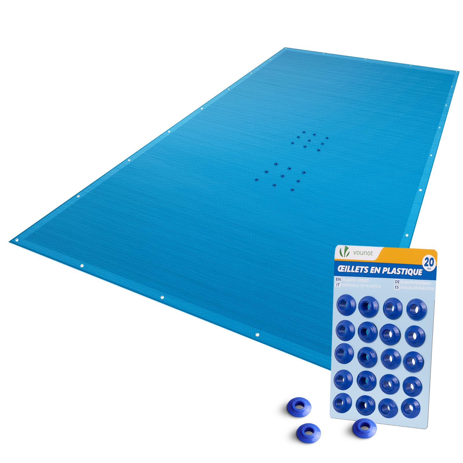 VOUNOT Rectangular Pool Tarpaulin 4 x 8 m, PE Protective Cover 160 g/m², Anti-UV Pool Cover with Eyelets Every 100 cm, Navy Blue