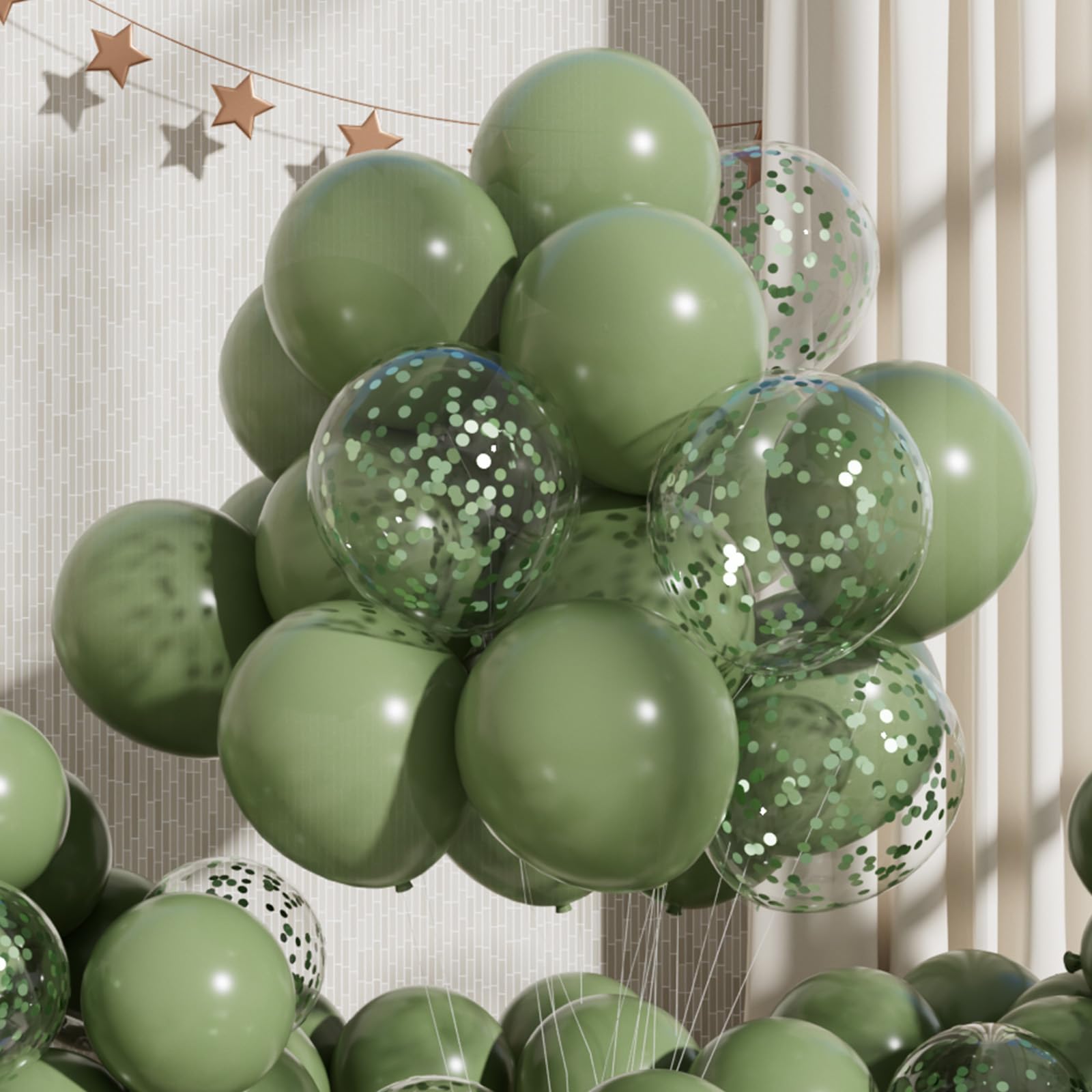 RainbowQ Party 55PCS Sage Green Balloons with Confetti, 12 Inch Latex Balloon Helium for Anniversary Birthday Wedding Graduation Party Decorations — image 1